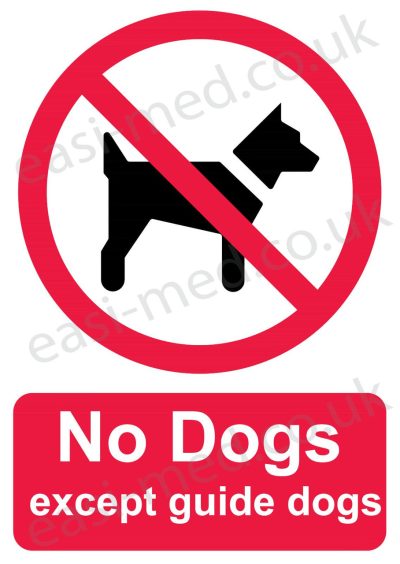 No dogs except guide dogs sign