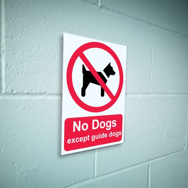 No dogs except guide dogs sign