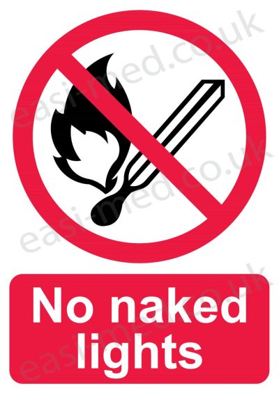 No naked lights sign