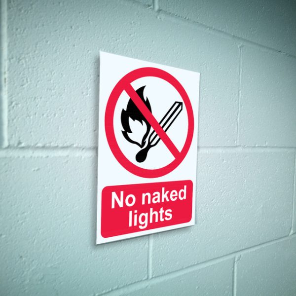 No naked lights sign