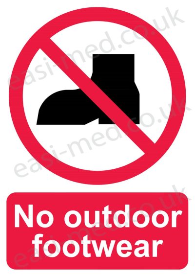 No outdoor footwear sign