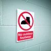 No outdoor footwear sign