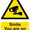 Smile You Are on CCTV Sign – A5, A4, A3 | Vinyl Sticker & Rigid PVC – Easi-Signs