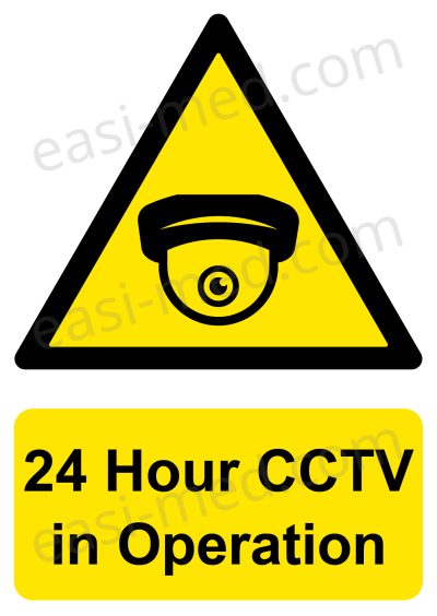 24 Hour CCTV in Operation Dome Camera Sign – A5, A4, A3 | Vinyl Sticker & Rigid PVC – Easi-Signs