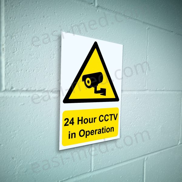 24 Hour CCTV in Operation Bullet Camera Sign – A5, A4, A3 | Vinyl Sticker & Rigid PVC – Easi-Signs