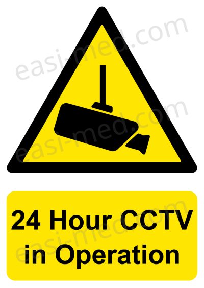 24 Hour CCTV in Operation Ceiling Mount Camera Sign – A5, A4, A3 | Vinyl Sticker & Rigid PVC – Easi-Signs