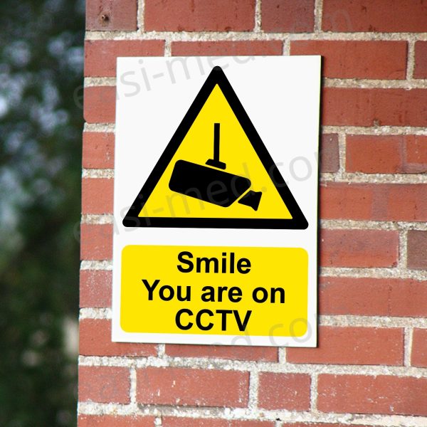 Smile You Are on CCTV Ceiling Mount Camera Sign – A5, A4, A3 | Vinyl Sticker & Rigid PVC – Easi-Signs