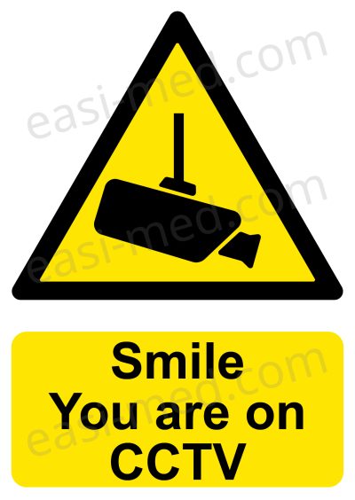 Smile You Are on CCTV Ceiling Mount Camera Sign – A5, A4, A3 | Vinyl Sticker & Rigid PVC – Easi-Signs