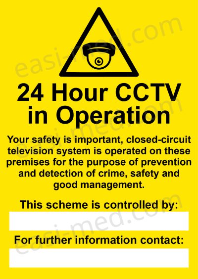24 Hour CCTV in Operation Dome Camera GDPR Compliance Sign – A5, A4, A3 | Easi-Signs