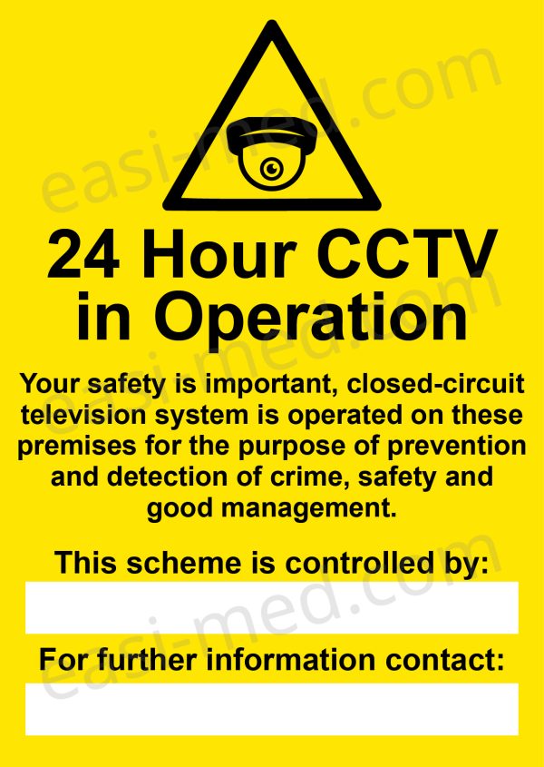 24 Hour CCTV in Operation Dome Camera GDPR Compliance Sign – A5, A4, A3 | Easi-Signs