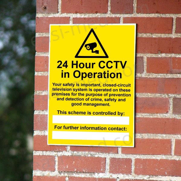24 Hour CCTV in Operation Bullet Camera GDPR Compliance Sign – A5, A4, A3 | Easi-Signs