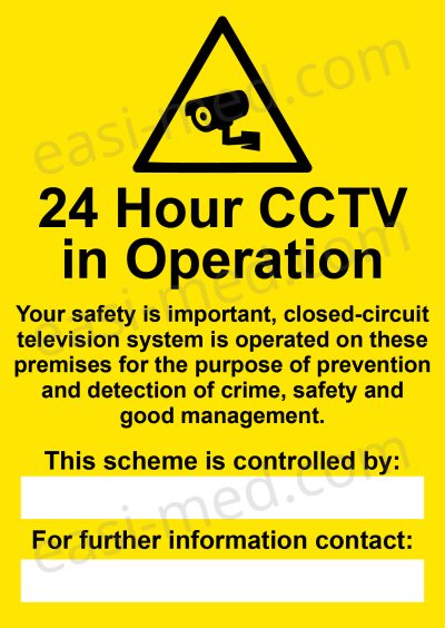 24 Hour CCTV in Operation Bullet Camera GDPR Compliance Sign – A5, A4, A3 | Easi-Signs