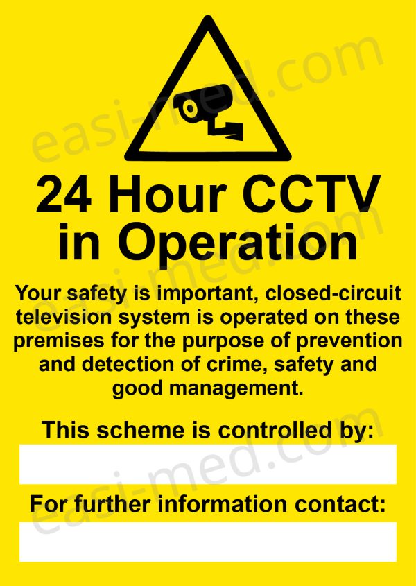 24 Hour CCTV in Operation Bullet Camera GDPR Compliance Sign – A5, A4, A3 | Easi-Signs
