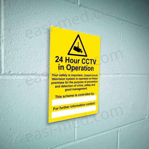 24 Hour CCTV in Operation Ceiling Mount Camera GDPR Compliance Sign – A5, A4, A3 | Easi-Signs