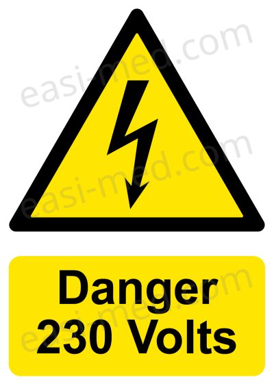 Danger 230 Volts Electrical Safety Sign | A5, A4, A3 | Easi-Signs