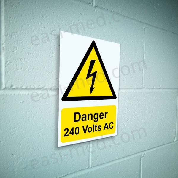 Danger 240 Volts AC Electrical Safety Sign | A5, A4, A3 | Easi-Signs