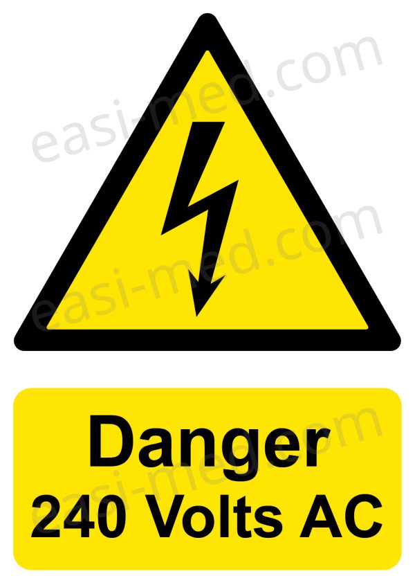 Danger 240 Volts AC Electrical Safety Sign | A5, A4, A3 | Easi-Signs