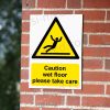 CA-SLIP-PORT-001-07-BRICK-WALL-WM Caution Wet Floor Please Take Care Sign | A5, A4, A3 | Easi-Signs