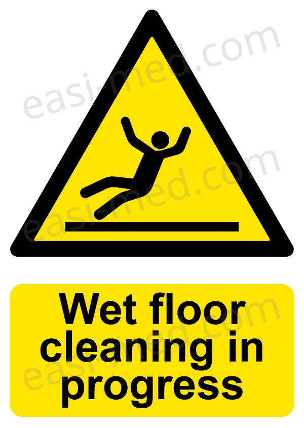 CA-SLIP-PORT-001-09-WM Wet Floor Cleaning in Progress Sign | A5, A4, A3 | Easi-Signs