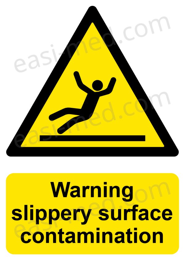 CA-SLIP-PORT-001-13-WM Warning Slippery Surface Contamination Sign | A5, A4, A3 | Easi-Signs