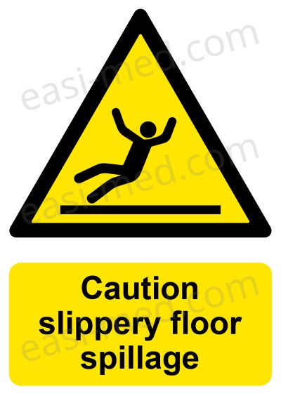 CA-SLIP-PORT-001-14-WM Caution Slippery Floor Spillage Warning Sign | A5, A4, A3 | Easi-Signs