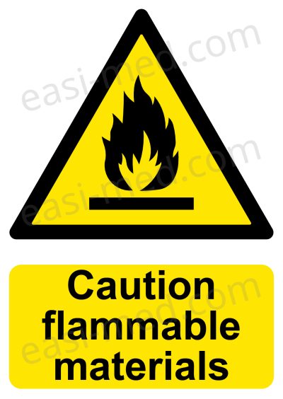 Caution Flammable Materials Sign | A5, A4, A3 | Easi-Signs