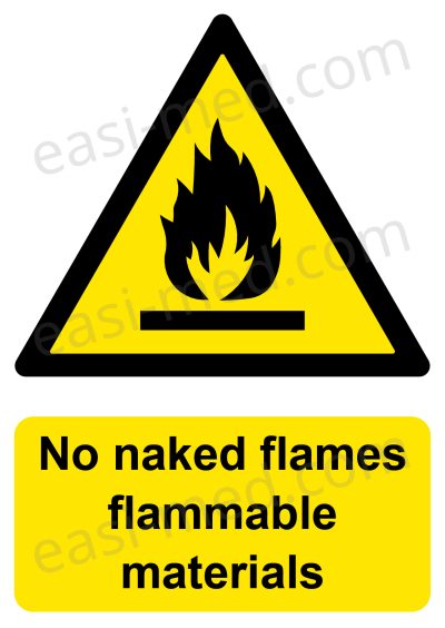 CA-FIRE-PORT-001-21-WM-1.jpg No Naked Flames Flammable Materials Sign | A5, A4, A3 | Easi-Signs