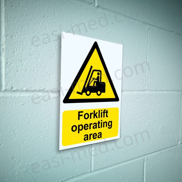 CA-FORK-PORT-001-05-BLOCK-WALL-WM-1.jpg Forklift Operating Area Sign - Designated MHE Zone Warning | A5, A4, A3 | Easi-Signs