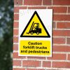 Caution Forklift Trucks and Pedestrians Sign - Shared Traffic Route Warning | A5, A4, A3 | Easi-Signs