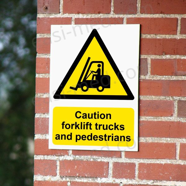 Caution Forklift Trucks and Pedestrians Sign - Shared Traffic Route Warning | A5, A4, A3 | Easi-Signs
