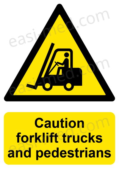 Caution Forklift Trucks and Pedestrians Sign - Shared Traffic Route Warning | A5, A4, A3 | Easi-Signs