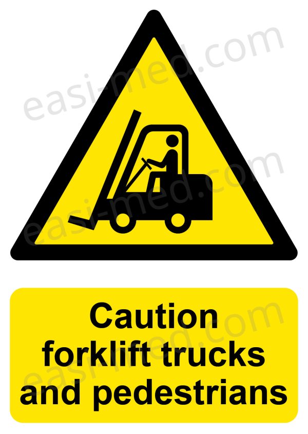 Caution Forklift Trucks and Pedestrians Sign - Shared Traffic Route Warning | A5, A4, A3 | Easi-Signs