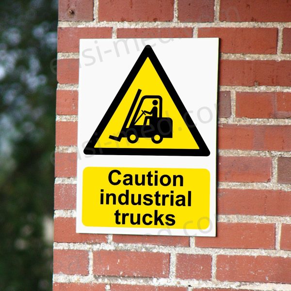 Caution Industrial Trucks Sign - General MHE Movement Warning | A5, A4, A3 | Easi-Signs