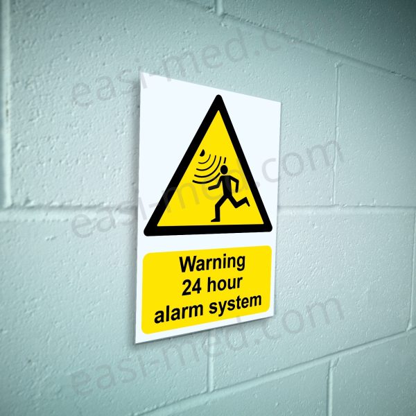 Warning 24 hour alarm system Sign - 24/7 Security & Intruder Deterrent | A5, A4, A3 | Easi-Signs