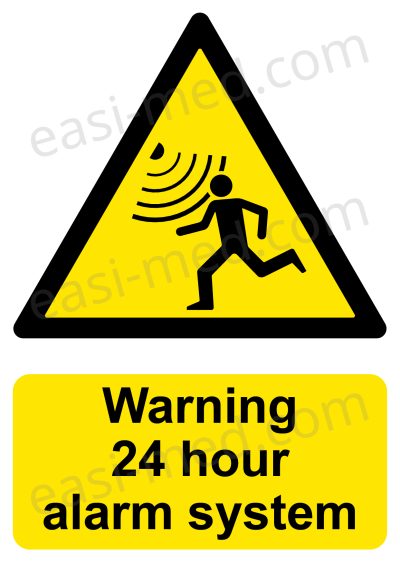 Warning 24 hour alarm system Sign - 24/7 Security & Intruder Deterrent | A5, A4, A3 | Easi-Signs