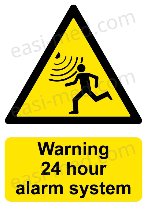 Warning 24 hour alarm system Sign - 24/7 Security & Intruder Deterrent | A5, A4, A3 | Easi-Signs