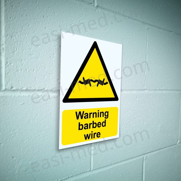 Warning barbed wire Sign - Perimeter Security & Deterrent | A5, A4, A3 | Easi-Signs