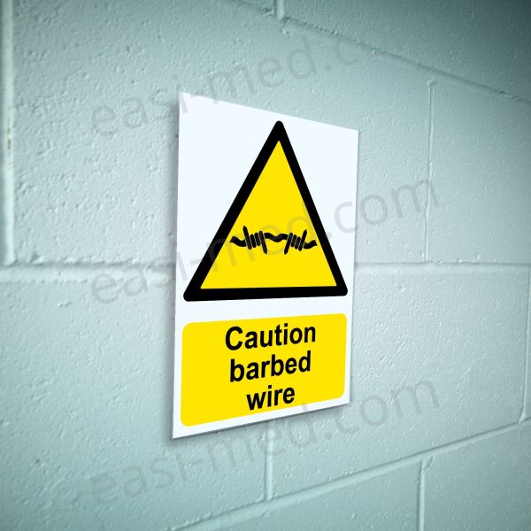 Caution barbed wire Sign - Perimeter Security & Deterrent | A5, A4, A3 | Easi-Signs