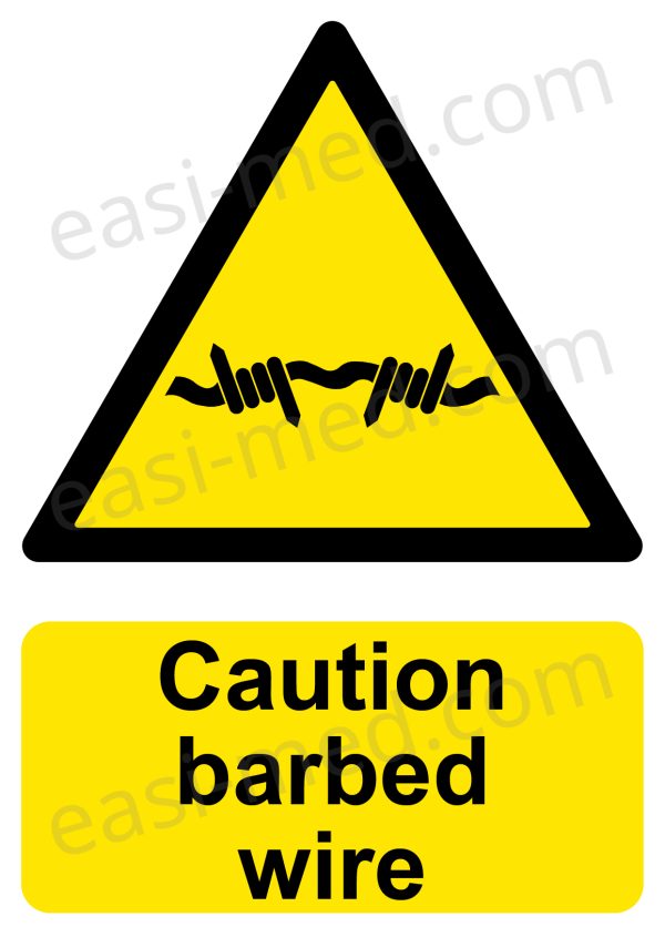 Caution barbed wire Sign - Perimeter Security & Deterrent | A5, A4, A3 | Easi-Signs