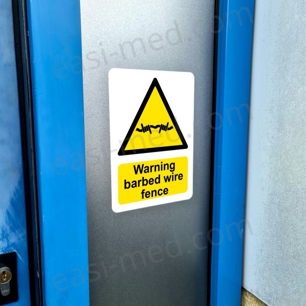 Warning barbed wire Sign - Perimeter Security & Anti-Climb Deterrent | A5, A4, A3 | Easi-Signs
