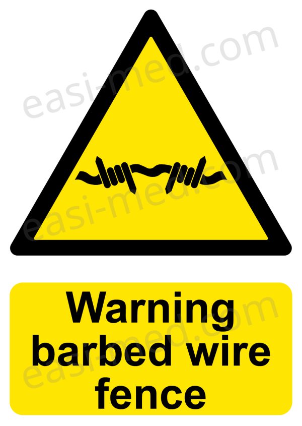 Warning barbed wire Sign - Perimeter Security & Anti-Climb Deterrent | A5, A4, A3 | Easi-Signs
