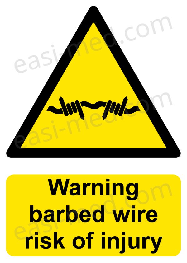 Warning barbed wire risk of injury Sign - Perimeter Safety & Hazard Alert | A5, A4, A3 | Easi-Signs